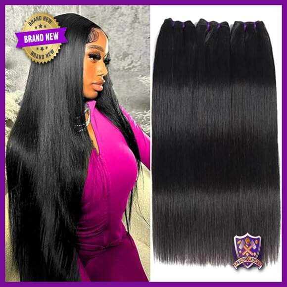 24 Inch Straight Human Hair Extensions 3 Thick Bundles Quick Weave main image 6
